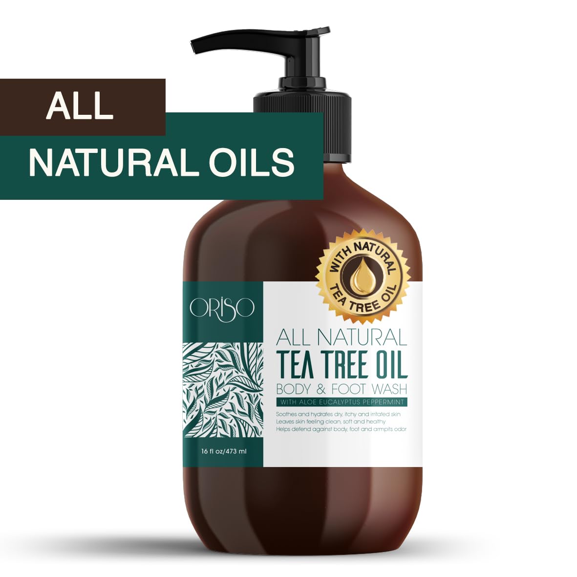 ORISO Tea Tree Oil Body Wash uso diario para pieles sensibles.