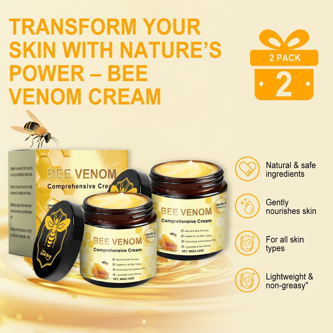 Orlador veneno de abeja: textura cremosa facilita el masaje facial.