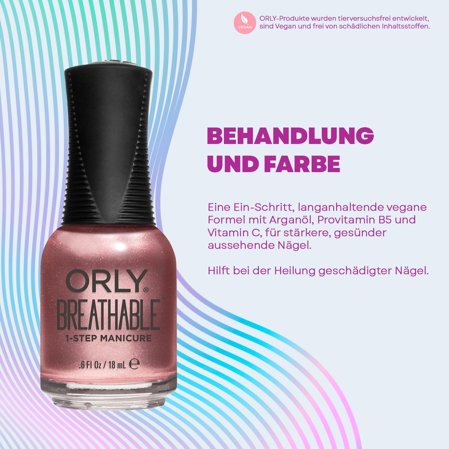 Orly Soul Sister, aplicación uniforme, fórmula transpirable para uñas sanas.