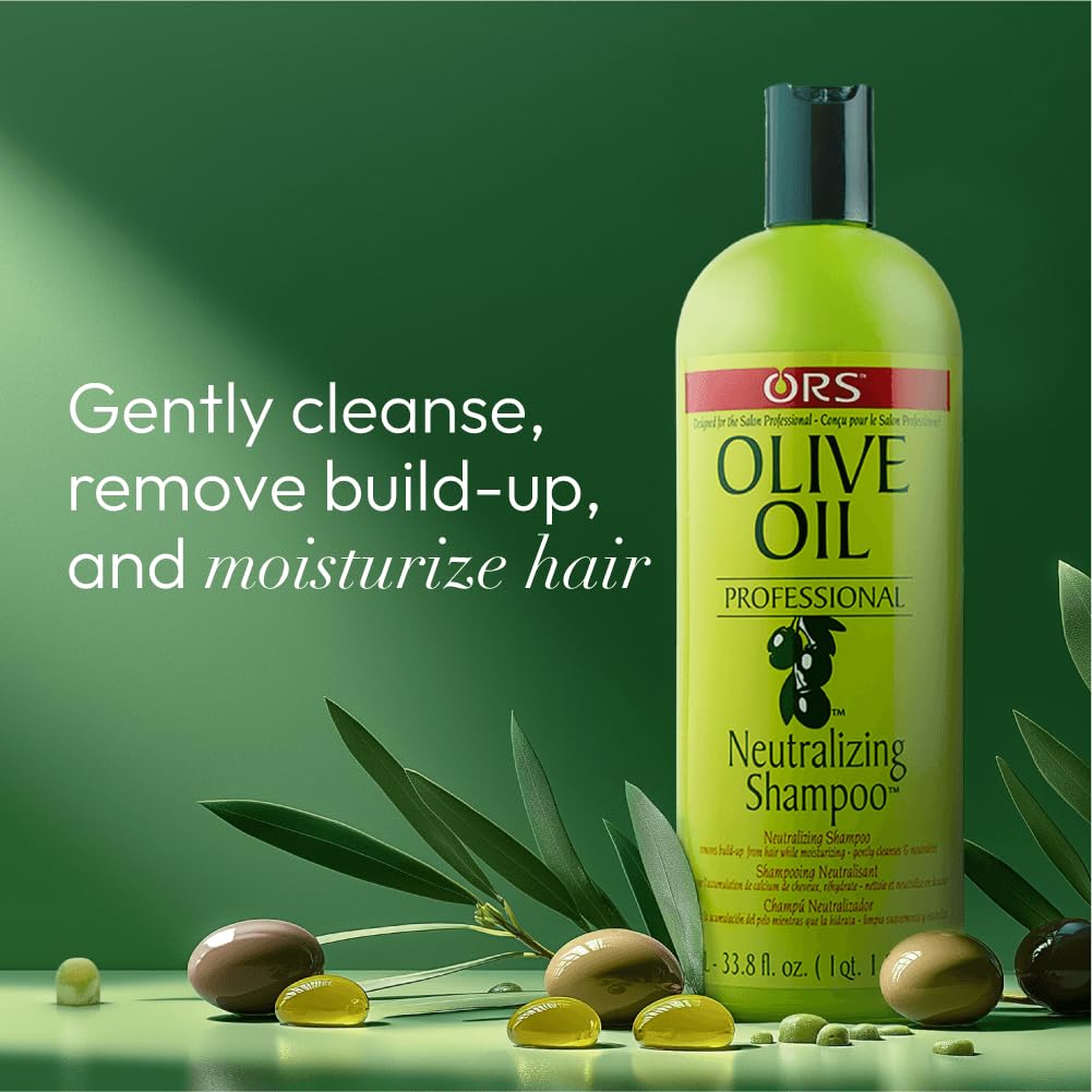 ORS Aceite de Oliva Neutralizante Champú - adaptable a cabello liso, rizado y ondulado