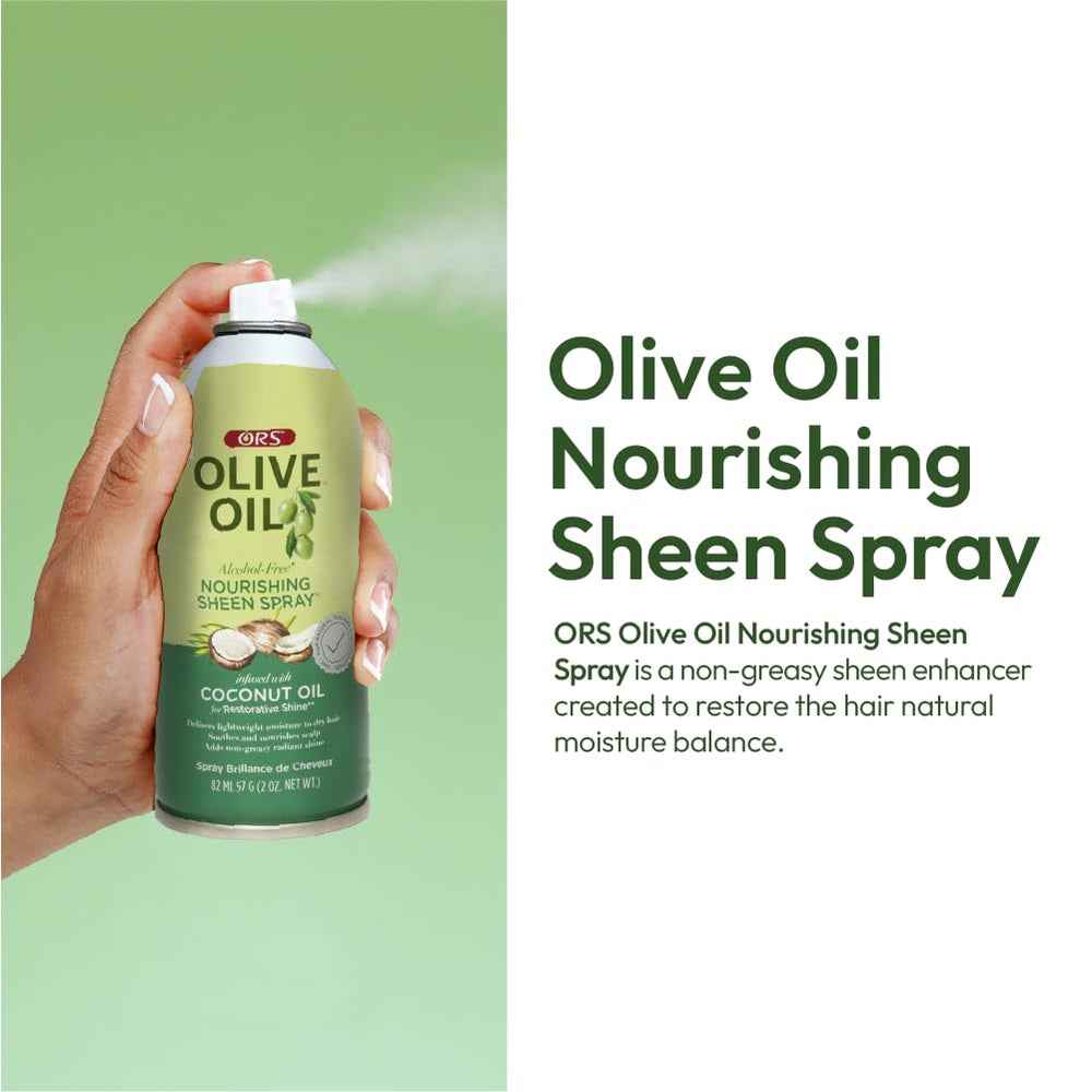 ORS Aerosol Brillo Nutritivo, aplicación en mechones, aporta brillo instantáneo y suavidad.
