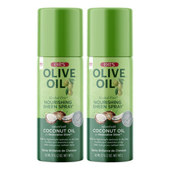 Spray ORS Brillo Nutritivo con Aceite de Oliva y Coco, ideal para uso diario.
