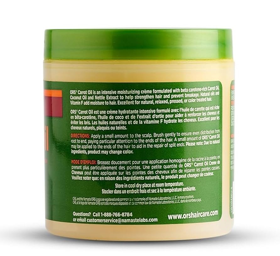 ORS crema zanahoria pelo - aplicacion manos: uso suave para cabello dañado.