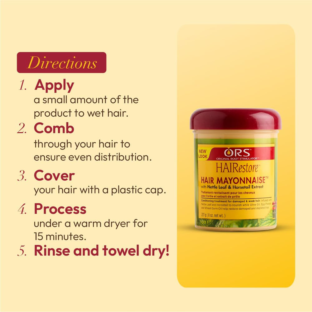 Control del daño diario con ORS HairRestore Mayonnaise.