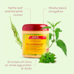 Hidratación profunda con ORS HairRestore Mayonnaise para pelo dañado.