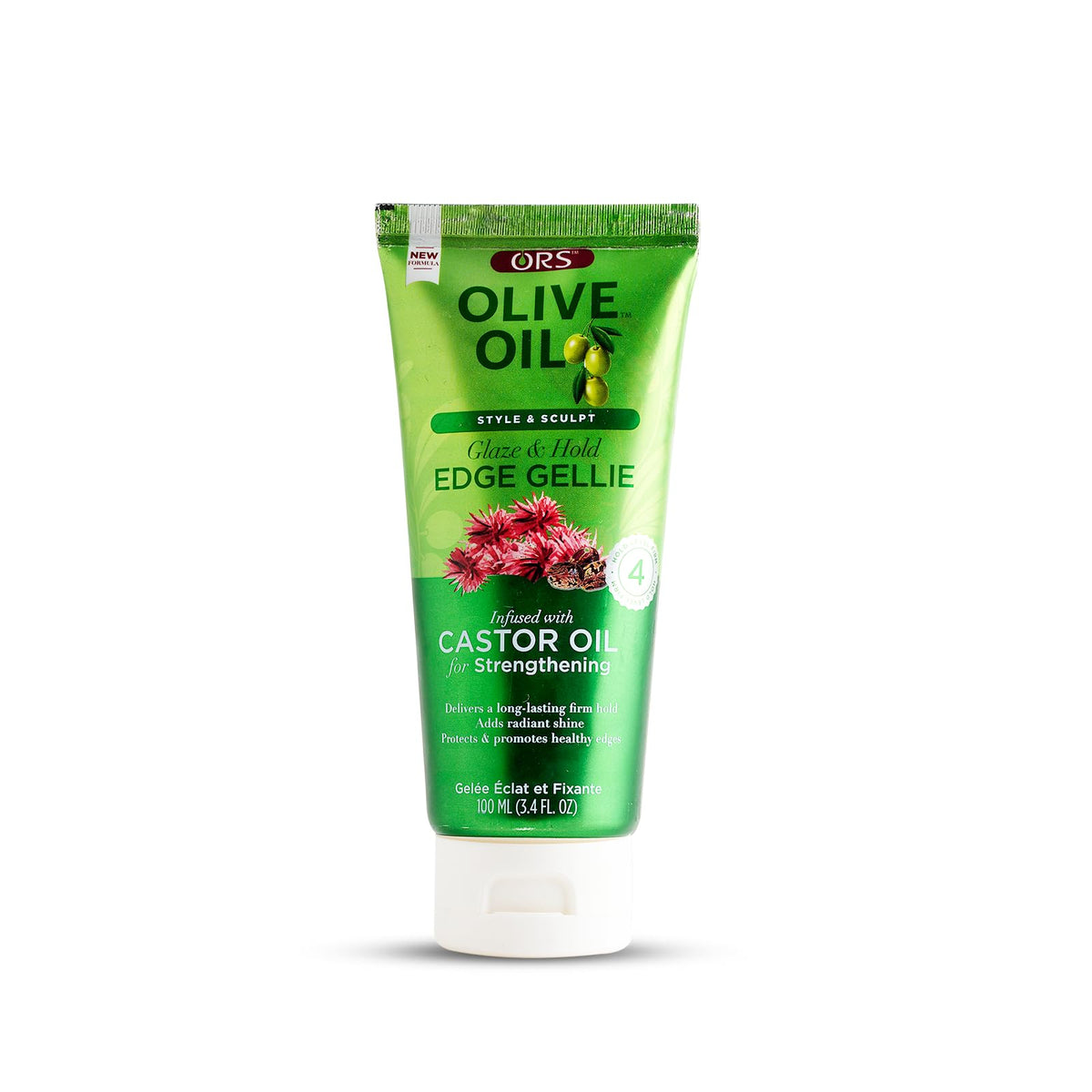 ORS Style Edge Gellie con aceite de ricino para control de bordes suave y definido.