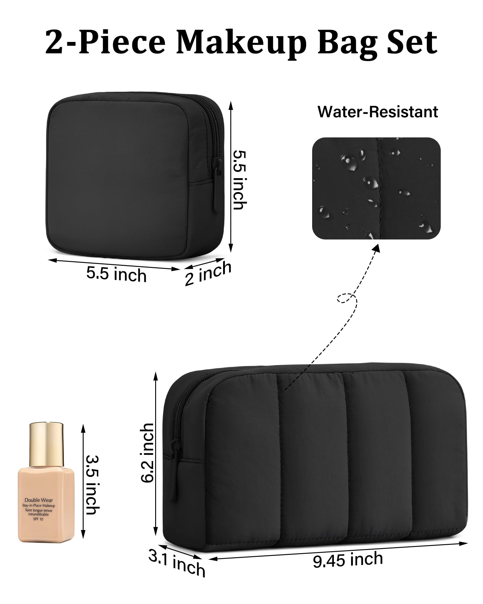 Interior de Oscaurt con bolsillos dobles para separar cosméticos.