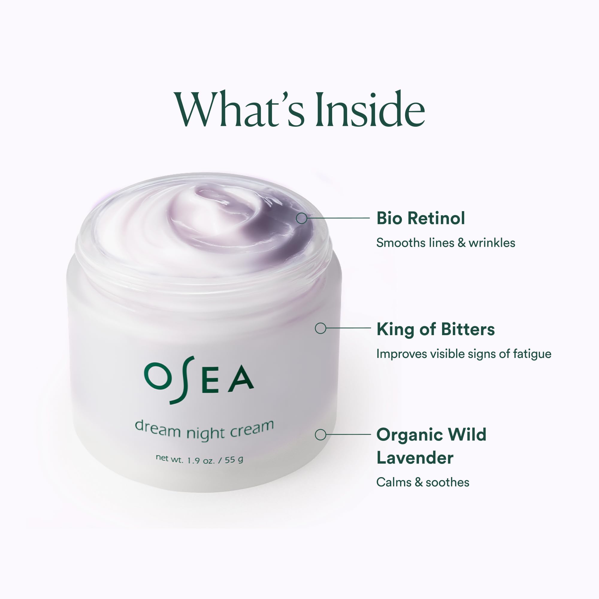 OSEA Crema Noche Ensueño: aplicación suave en el rostro.