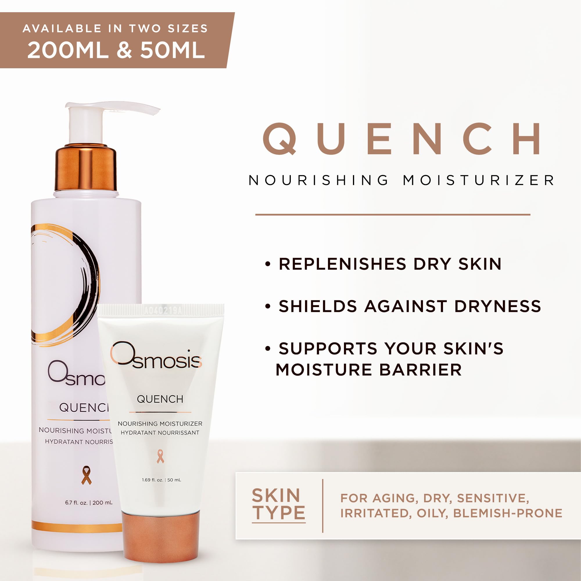Textura suave de OSMOSIS QUENCH que hidrata sin dejar grasa.