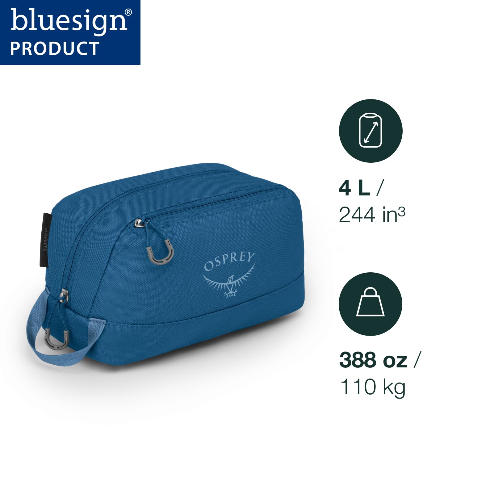 Osprey Daylite bolsa de aseo negra con cremallera doble para seguridad