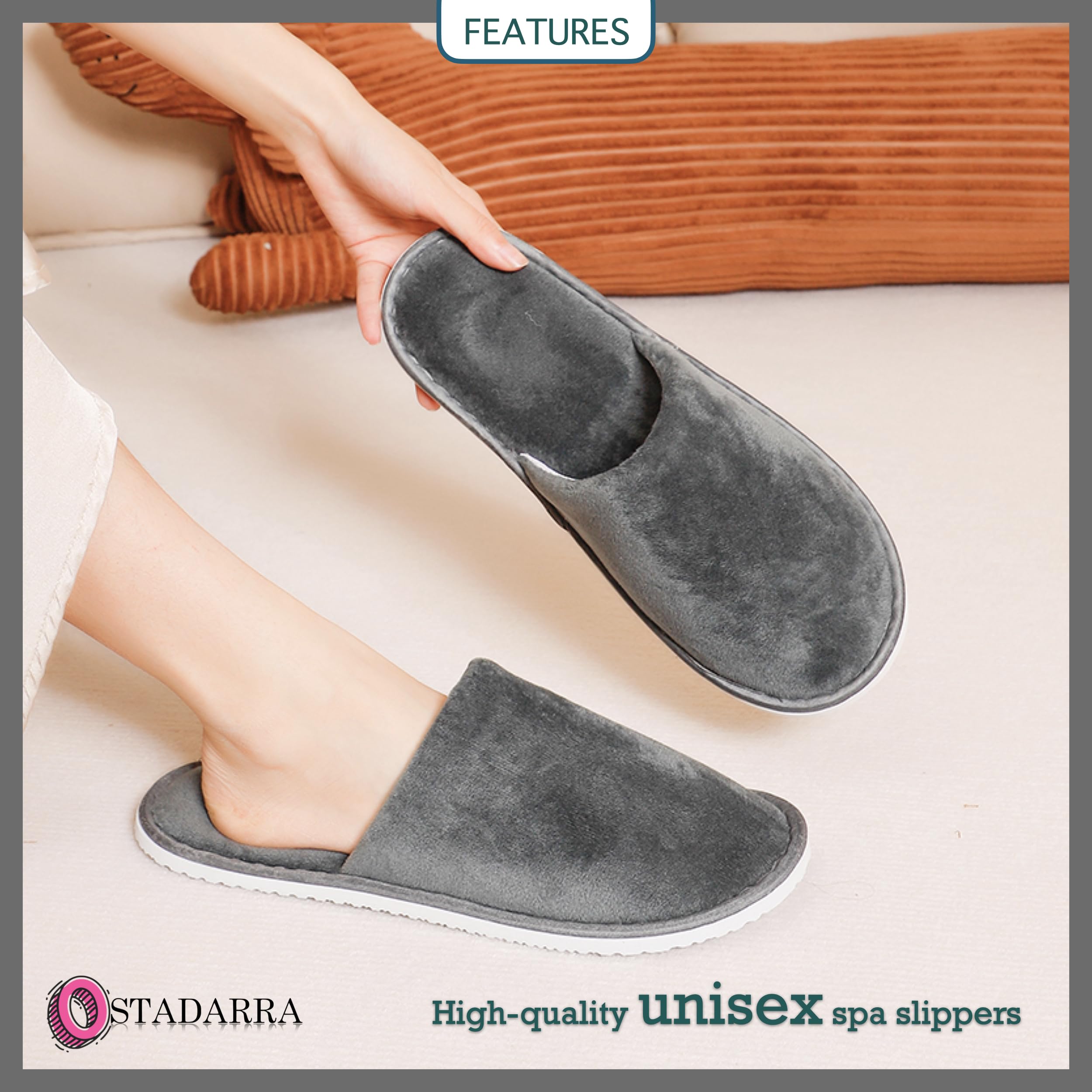 OSTADARRA pantuflas spa tallas para mujer y hombre, ajuste cómodo