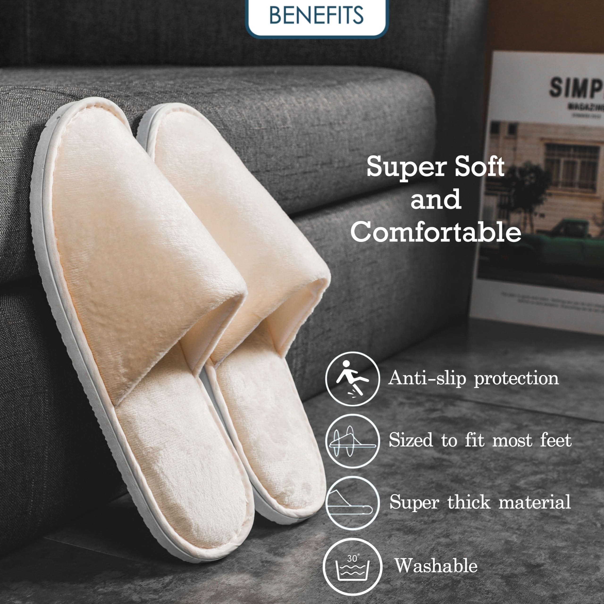 OSTADARRA zapatillas spa, lavables y reutilizables para estancias múltiples.