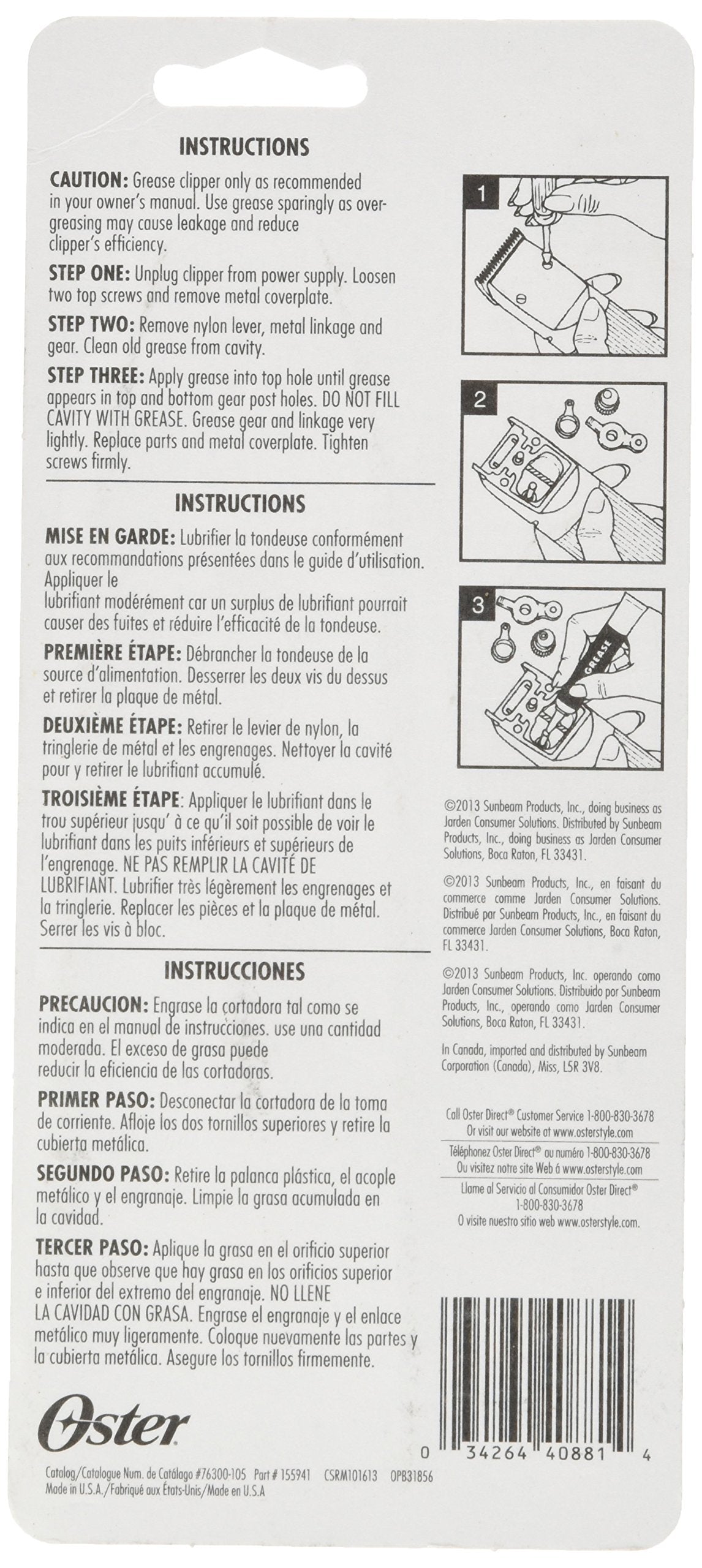 Oster grasa lubricante cuchillas enfriamiento: ayuda a enfriar superficies para evitar sobrecalentamiento.