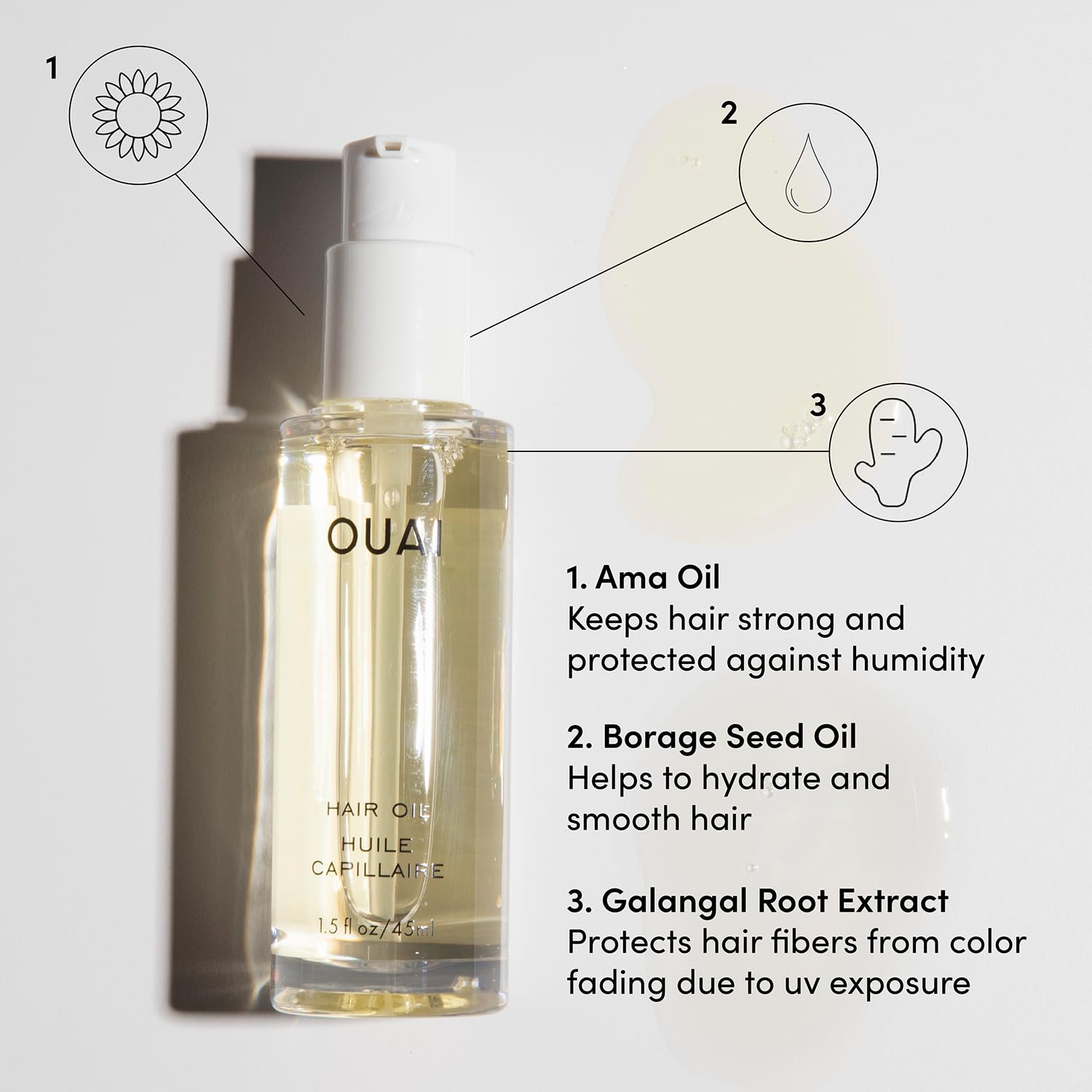 Protección de calor de OUAI hasta 450°F para el cabello.