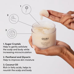 OUAI aceite de coco nutre la piel durante la exfoliación