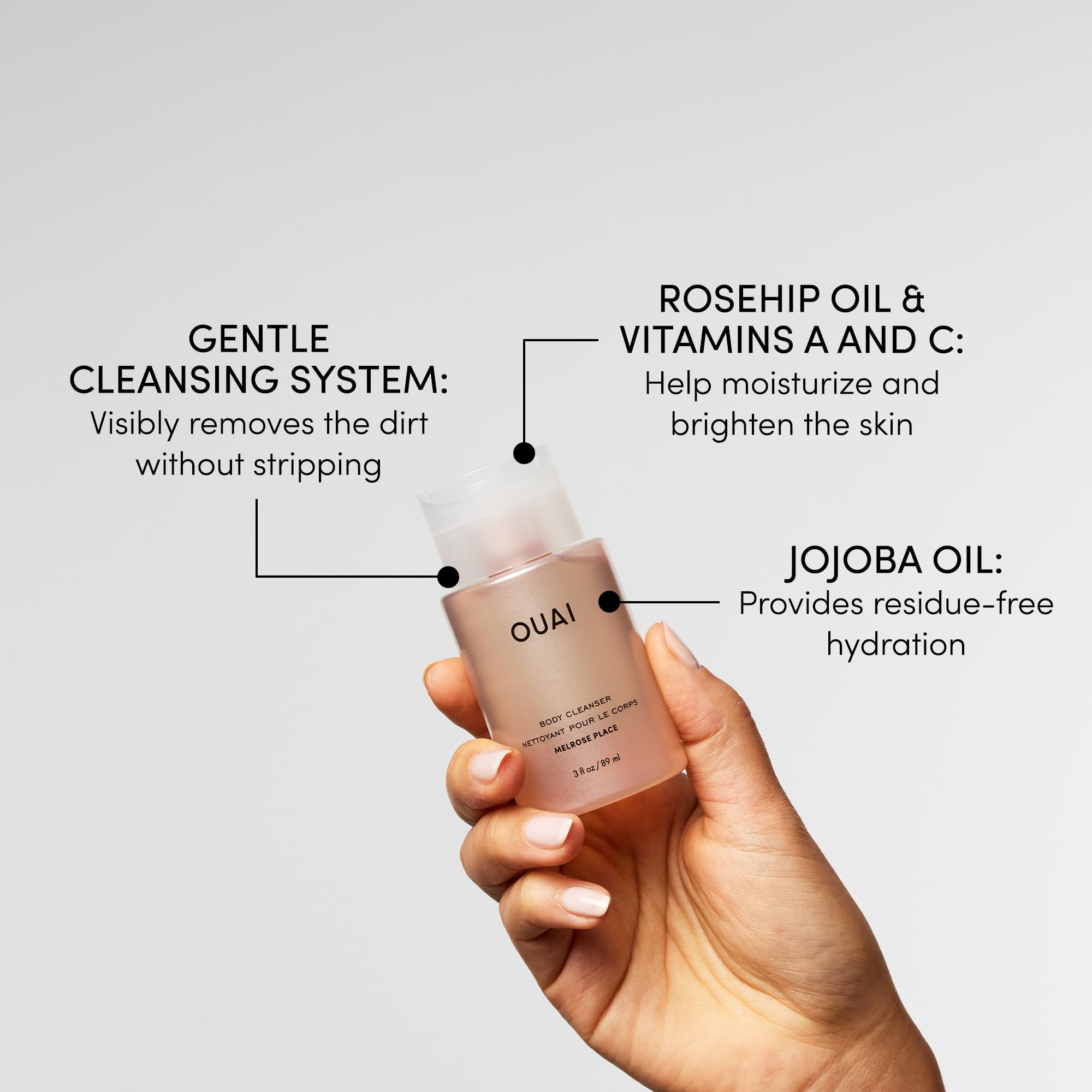 OUAI aceite jojoba rosa mosqueta: hidratación profunda sin grasa.