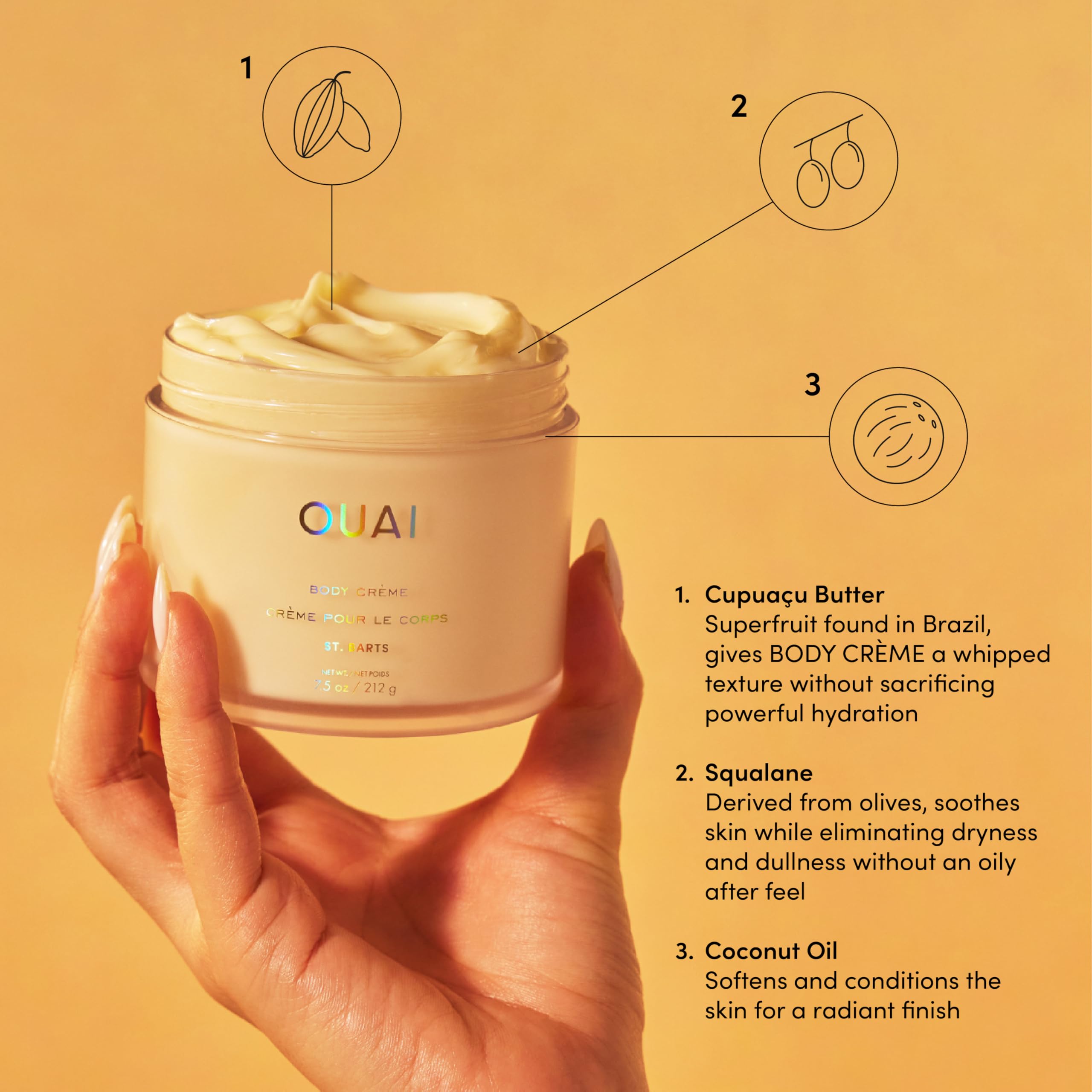 OUAI crema corporal St. Barts con manteca cupuacu para piel nutrida