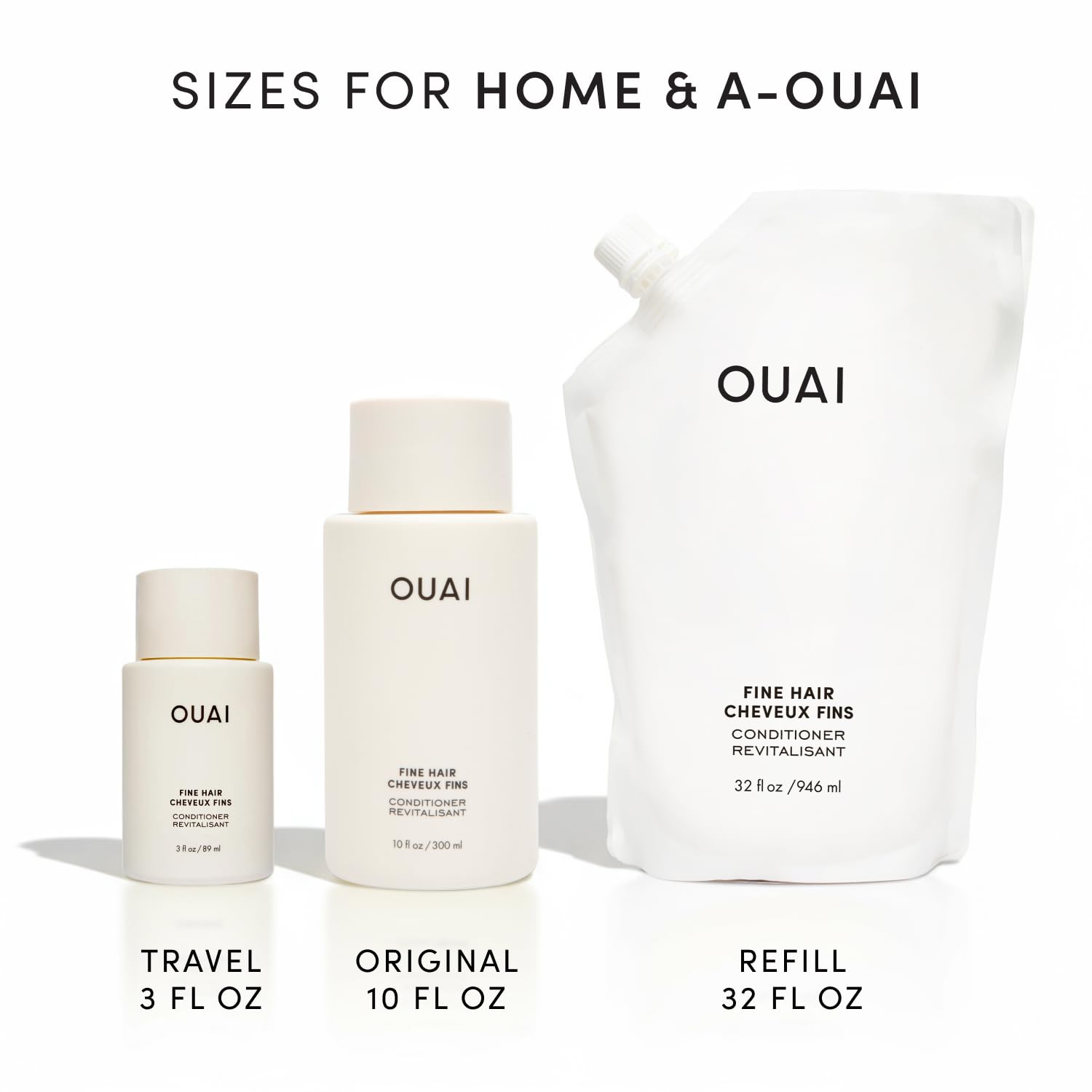 OUAI brillo dinámico tras el uso del acondicionador.