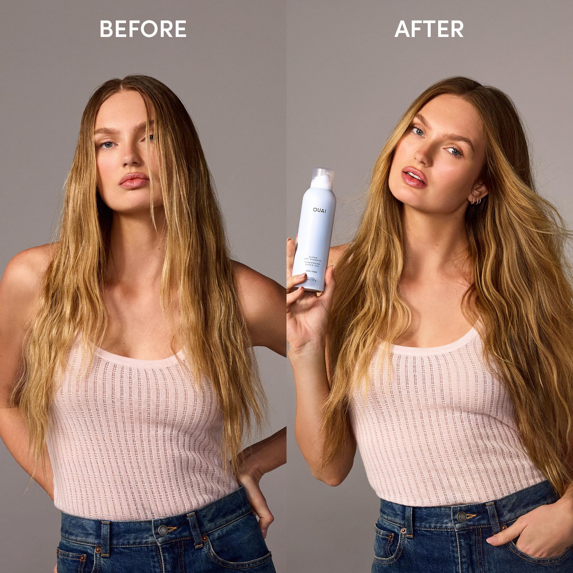 OUAI champú seco absorbe aceite y suciedad para cabello limpio entre lavados