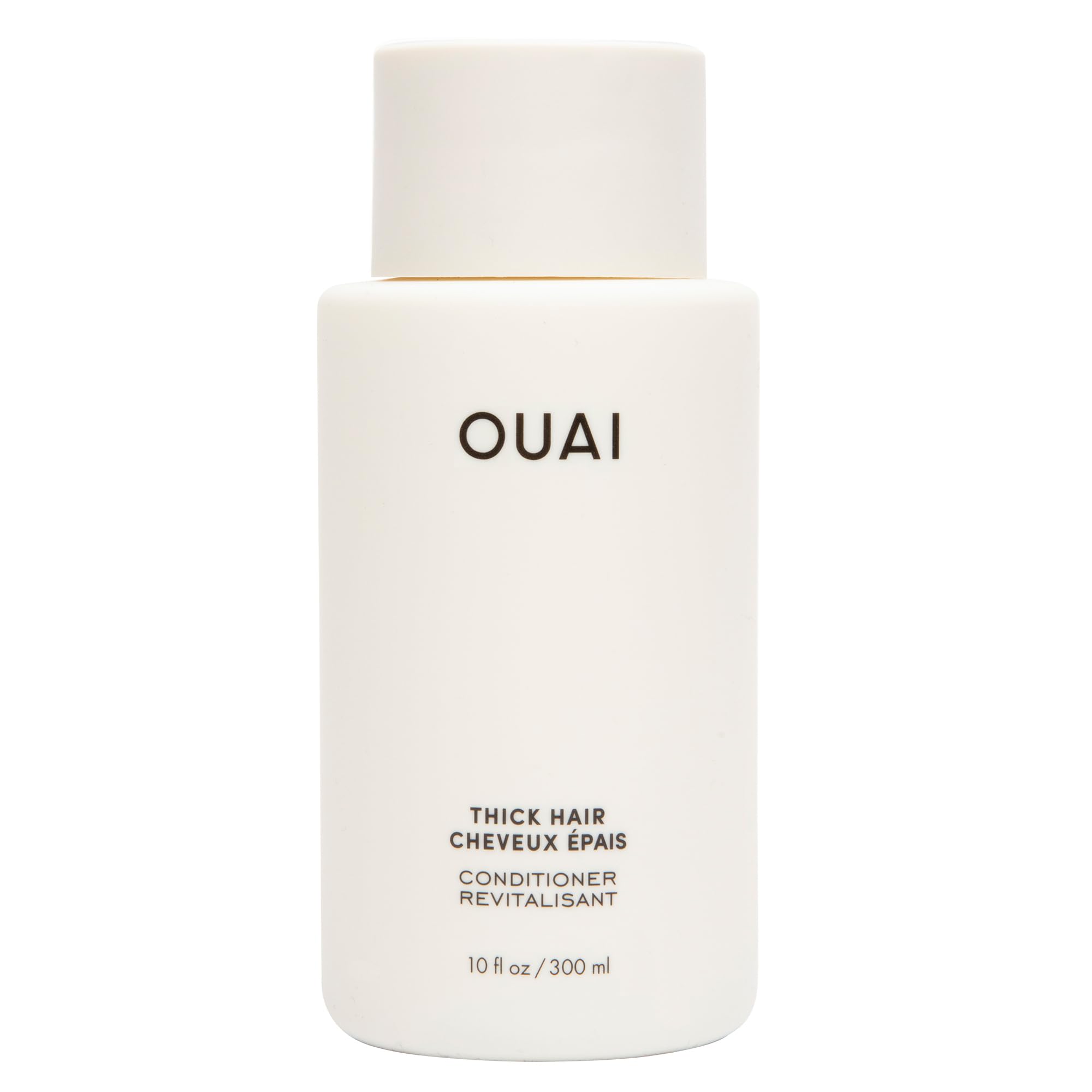 OUAI Condicionador para cabello grueso, bote visible, hidratación profunda.