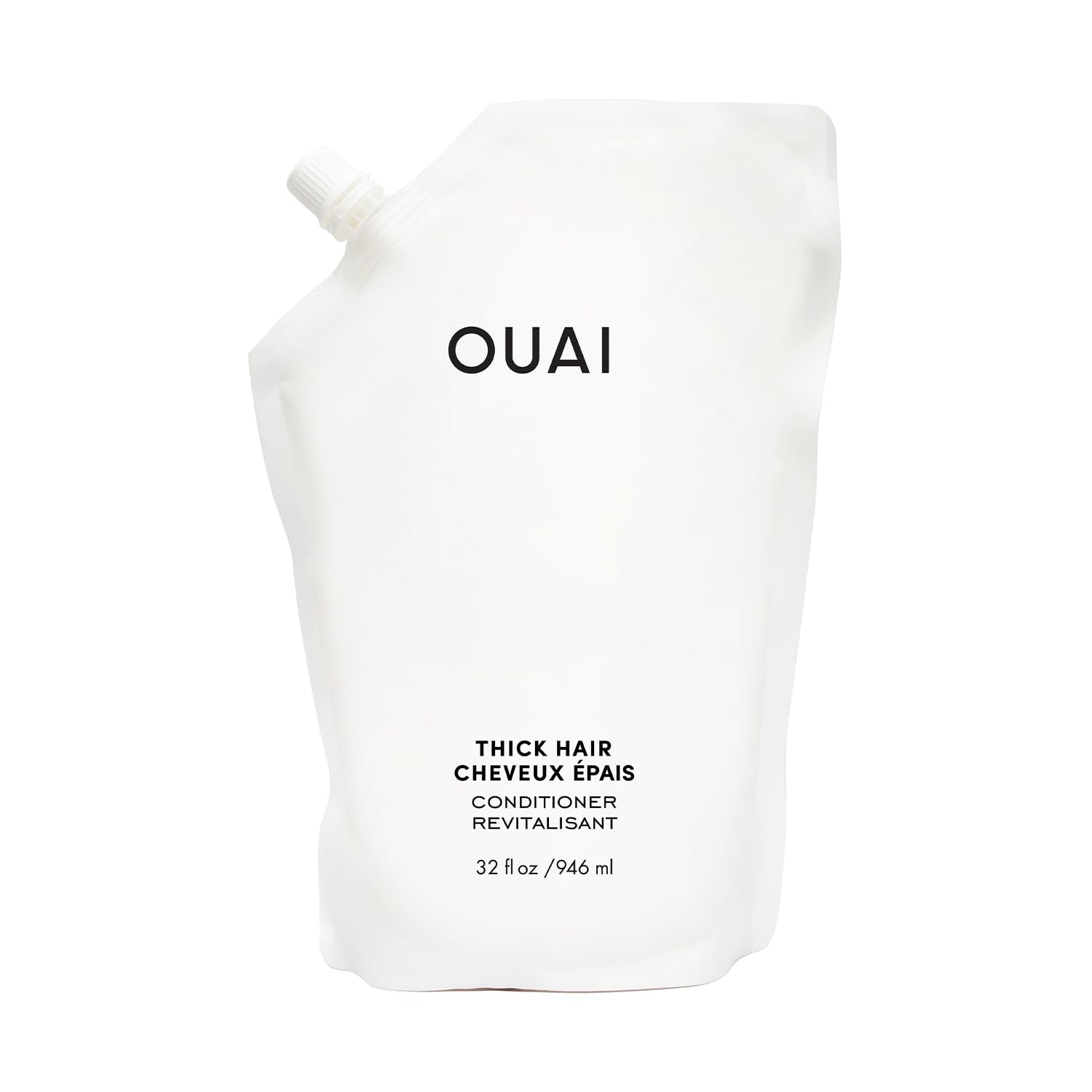 OUAI Acondicionador para cabello grueso en frasco de recarga para cabello suave.