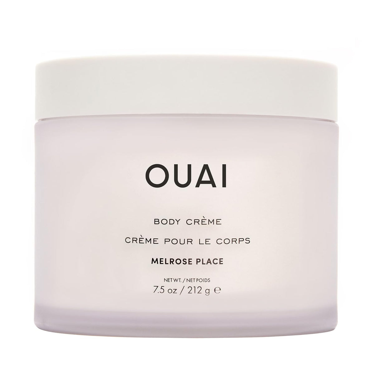 OUAI Melrose Place crema corporal en envase, hidratación duradera para piel seca.