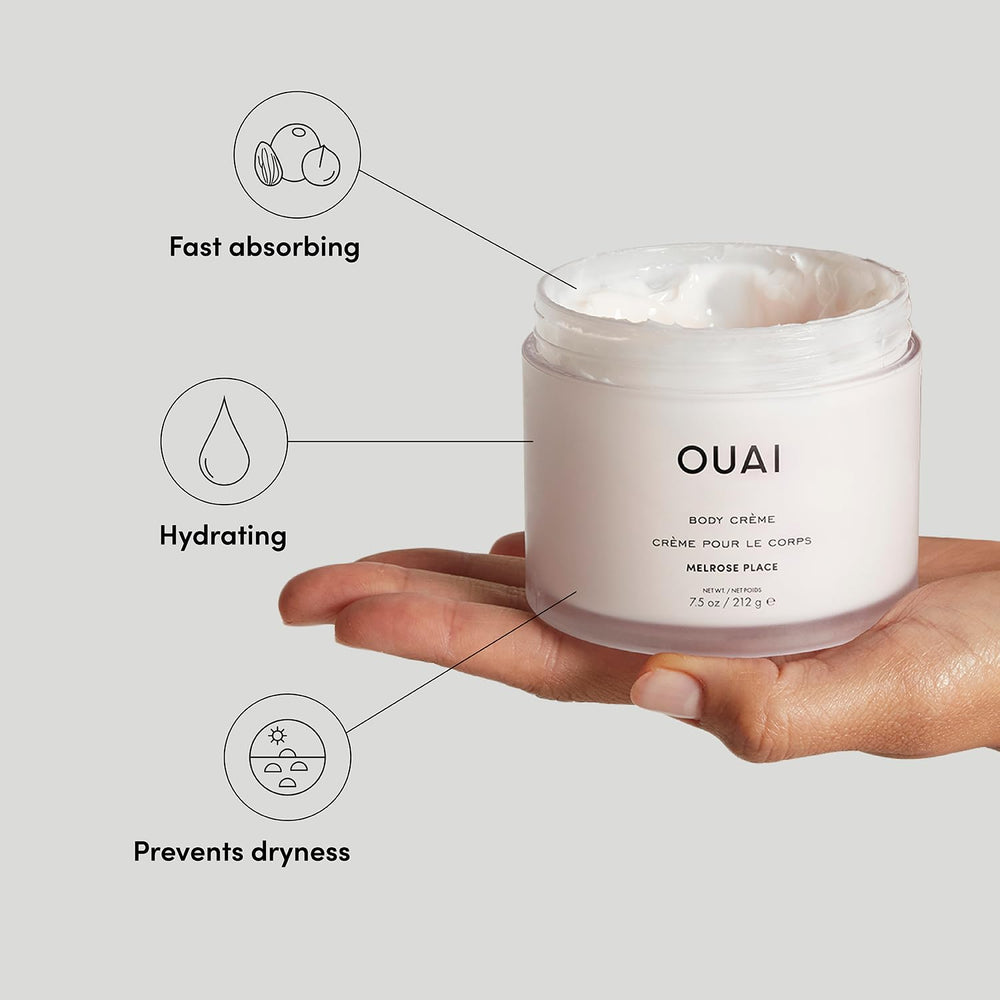 OUAI Melrose Place textura espumosa, sensación ligera que hidrata sin grasa.