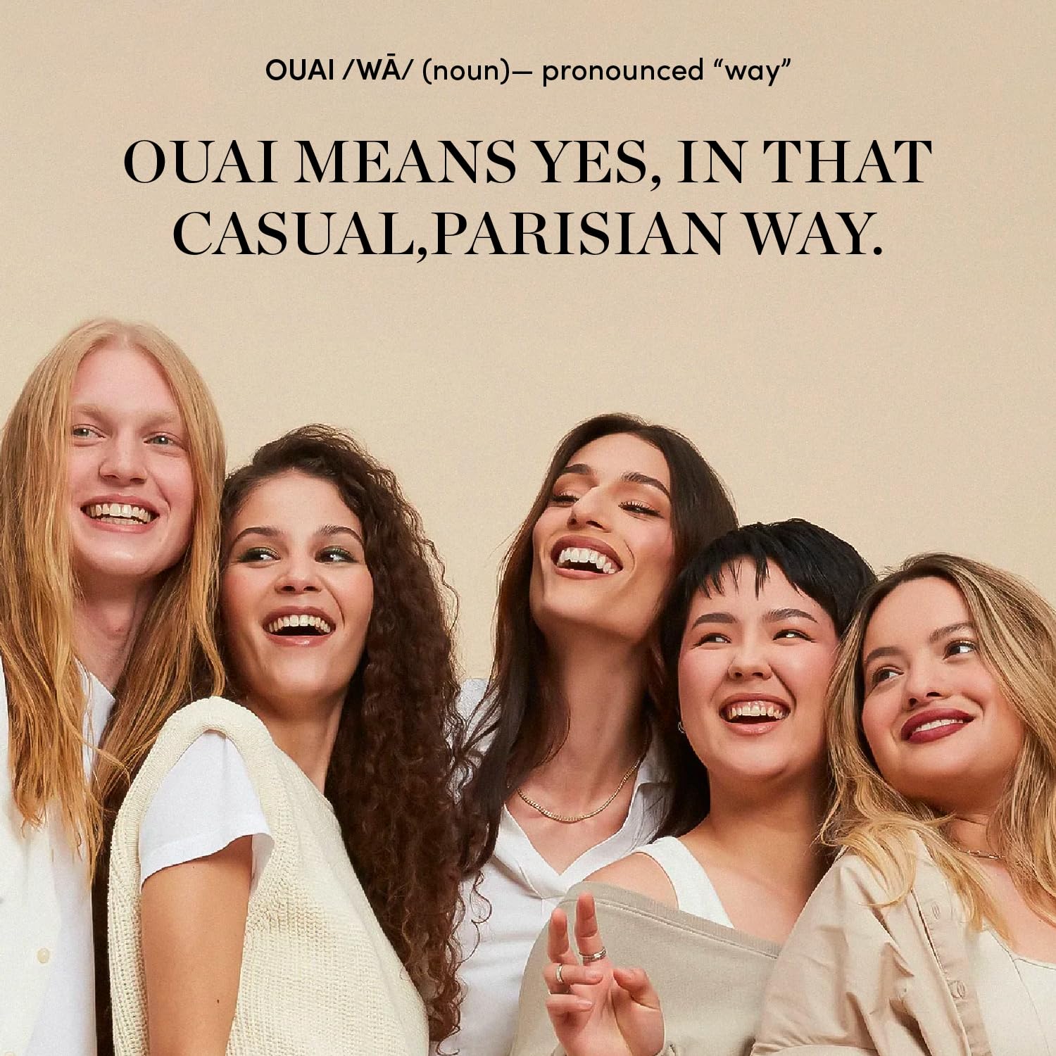 OUAI crema de manos envase de 3 oz, tamaño práctico.