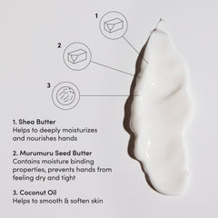 OUAI crema de manos textura cremosa que se absorbe rápido.