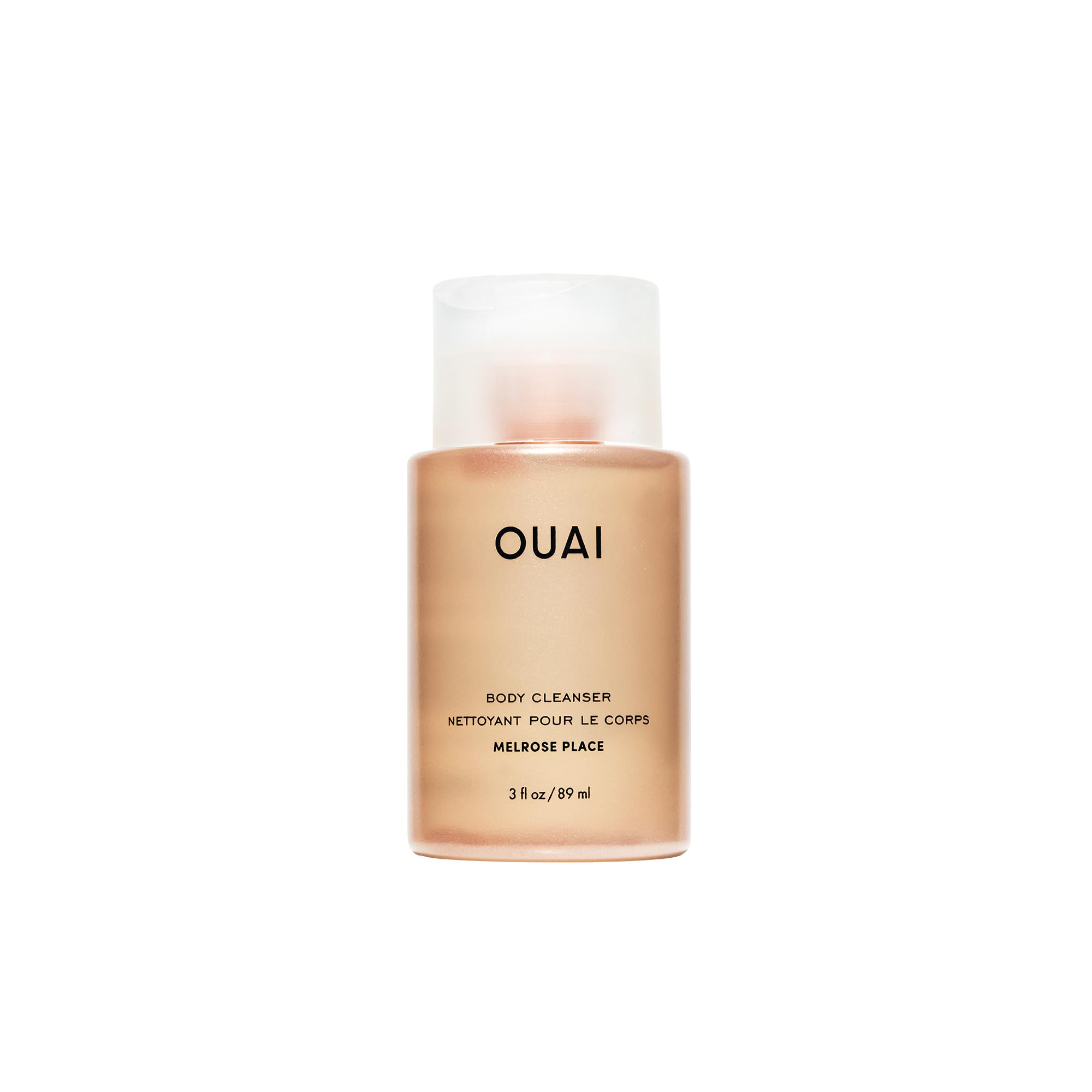 OUAI limpiador corporal Melrose Place con botella: limpieza suave y aroma estimulante.