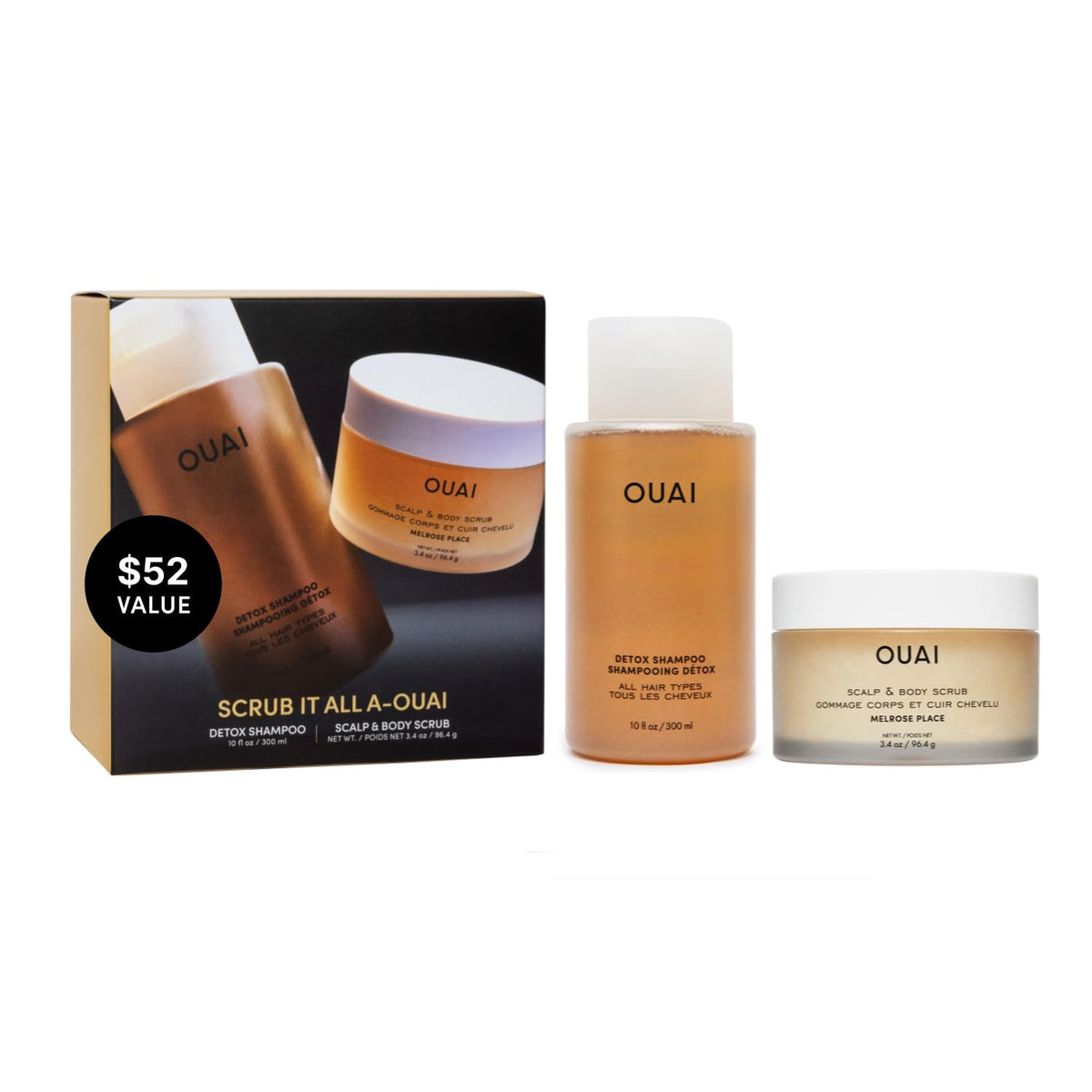 OUAI detox shampoo en botella para limpieza profunda del cuero cabelludo y brillo
