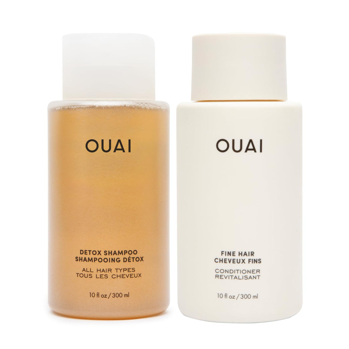 OUAI Detox Champú Clarificante en botella para eliminar acumulación y suciedad.