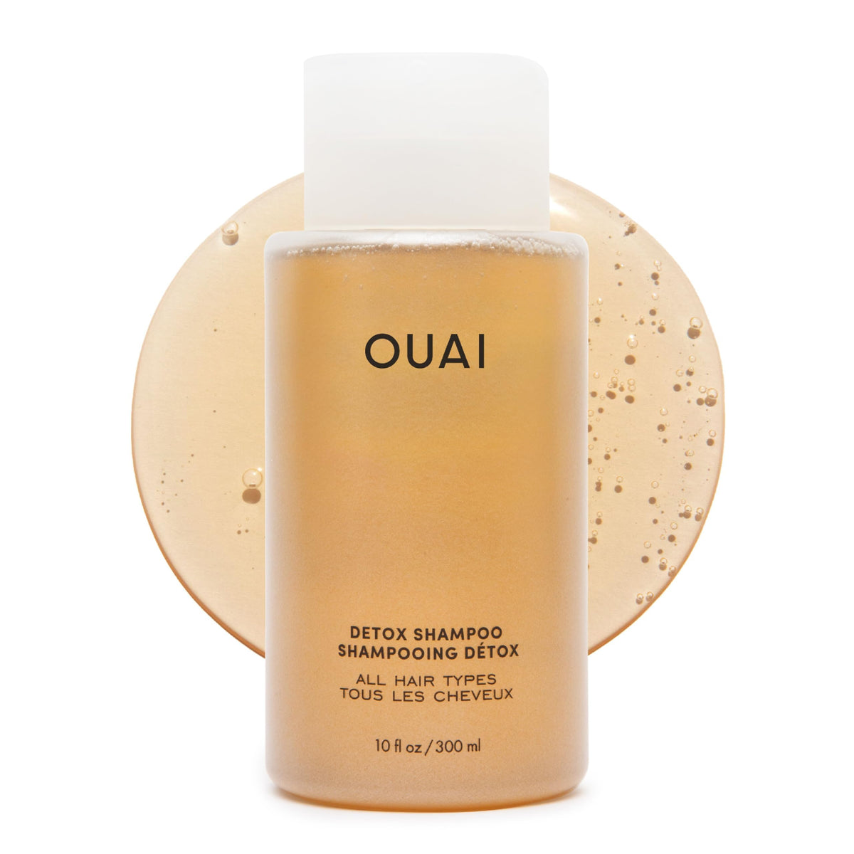 OUAI Detox Shampoing, bouteille-vinaigre-pomme purifie le cuir chevelu et rafraichit les cheveux.