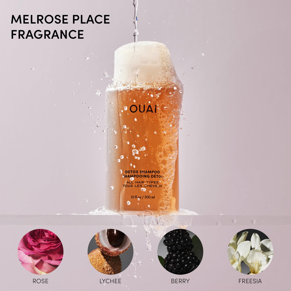 OUAI Detox Shampoing texture legere sans sulfates nettoie en profondeur en douceur.