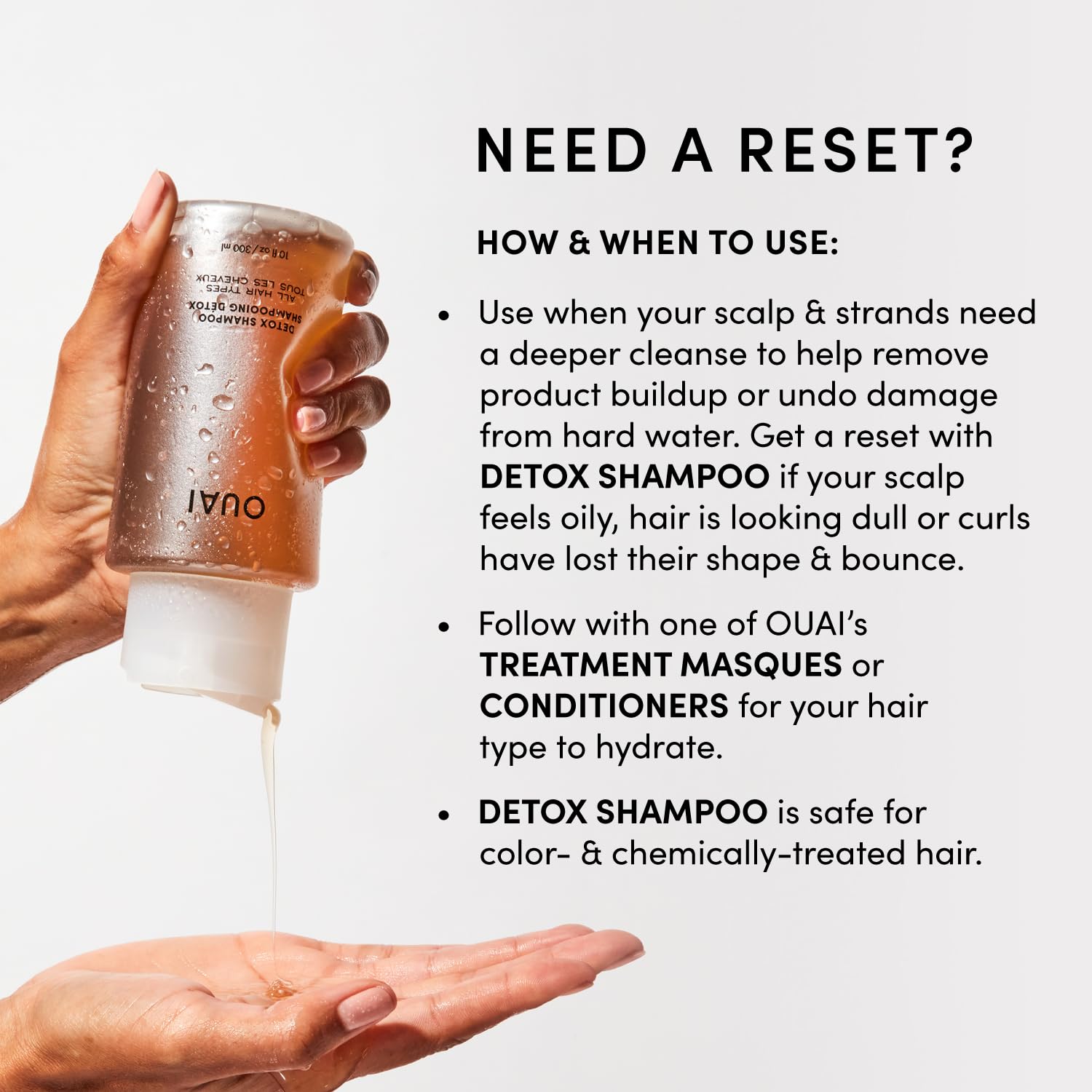 OUAI Detox Shampoo Refill: ingredientes destacados para cabello limpio y renovado.