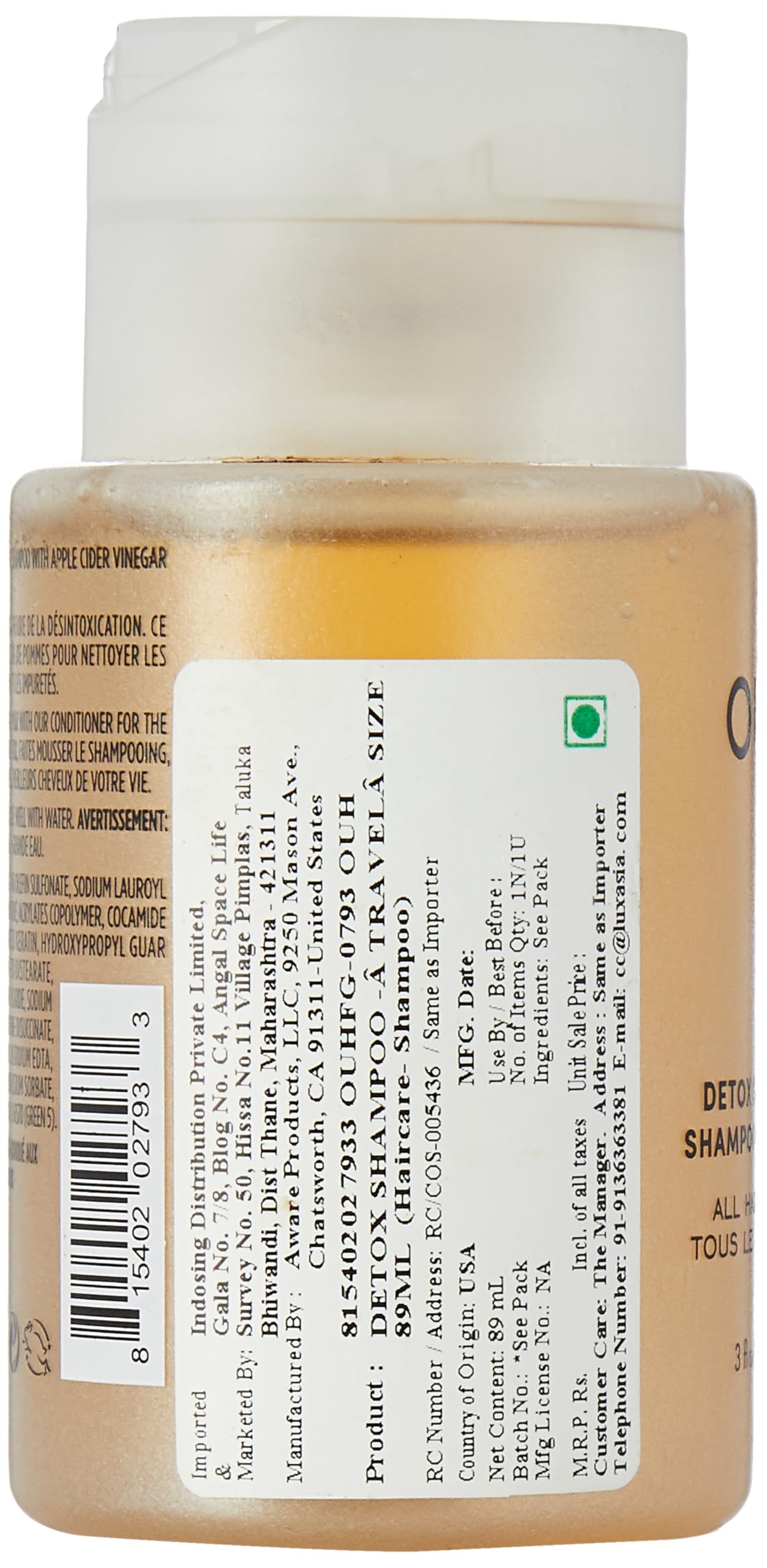 OUAI Detox Shampoo textura espumosa facilita limpieza suave