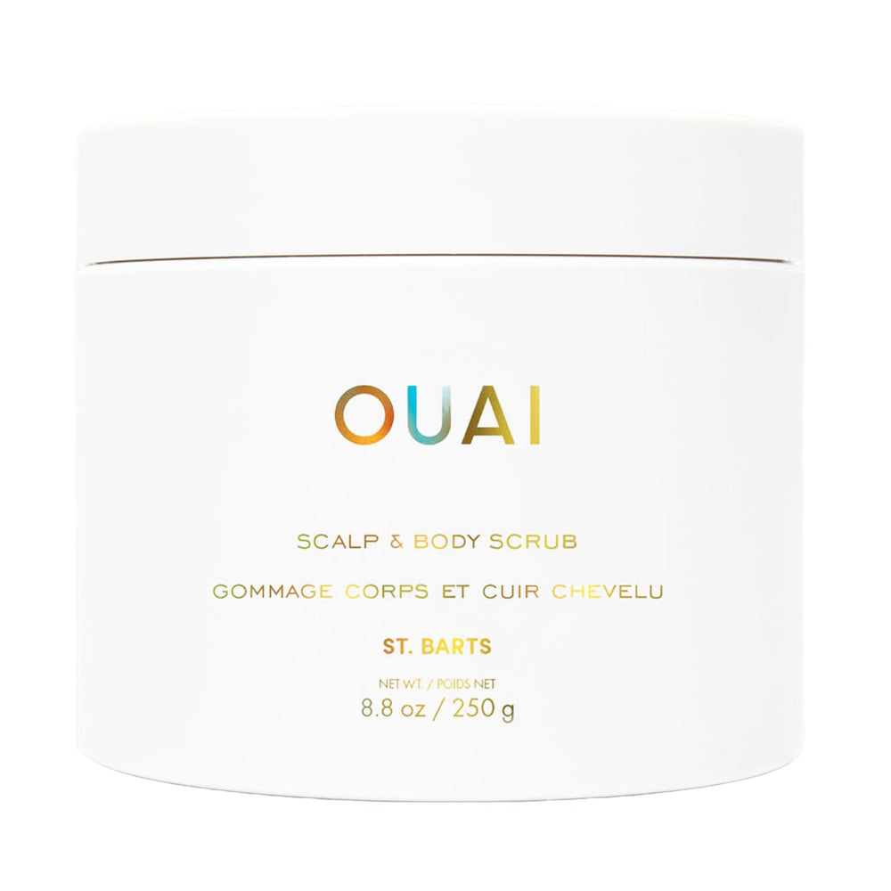 OUAI exfoliante corporal con azúcar y coco para piel suave.