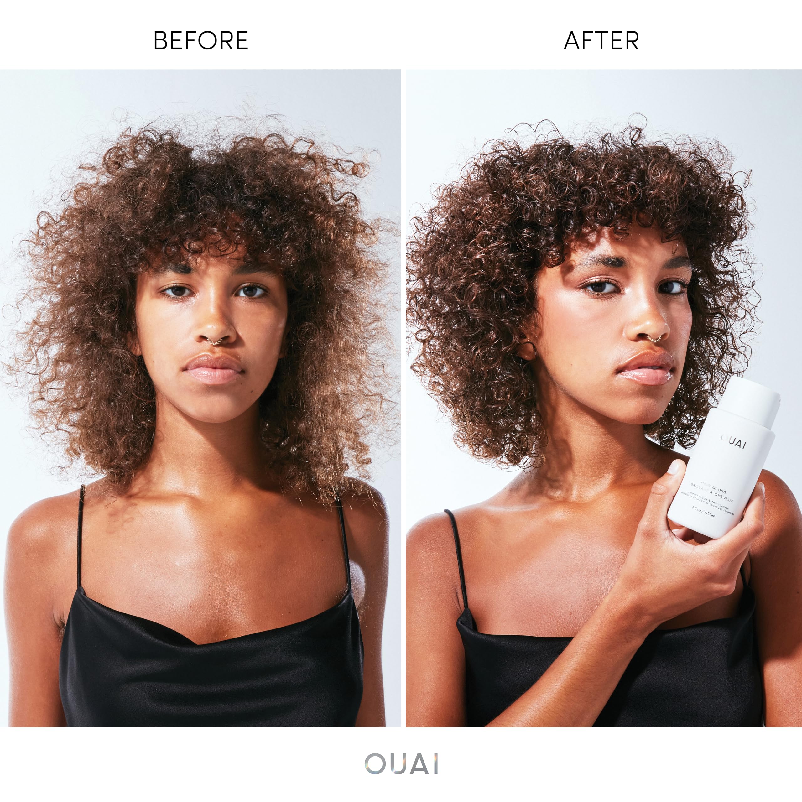 OUAI Hair Gloss con agua de arroz realza la vitalidad del color.