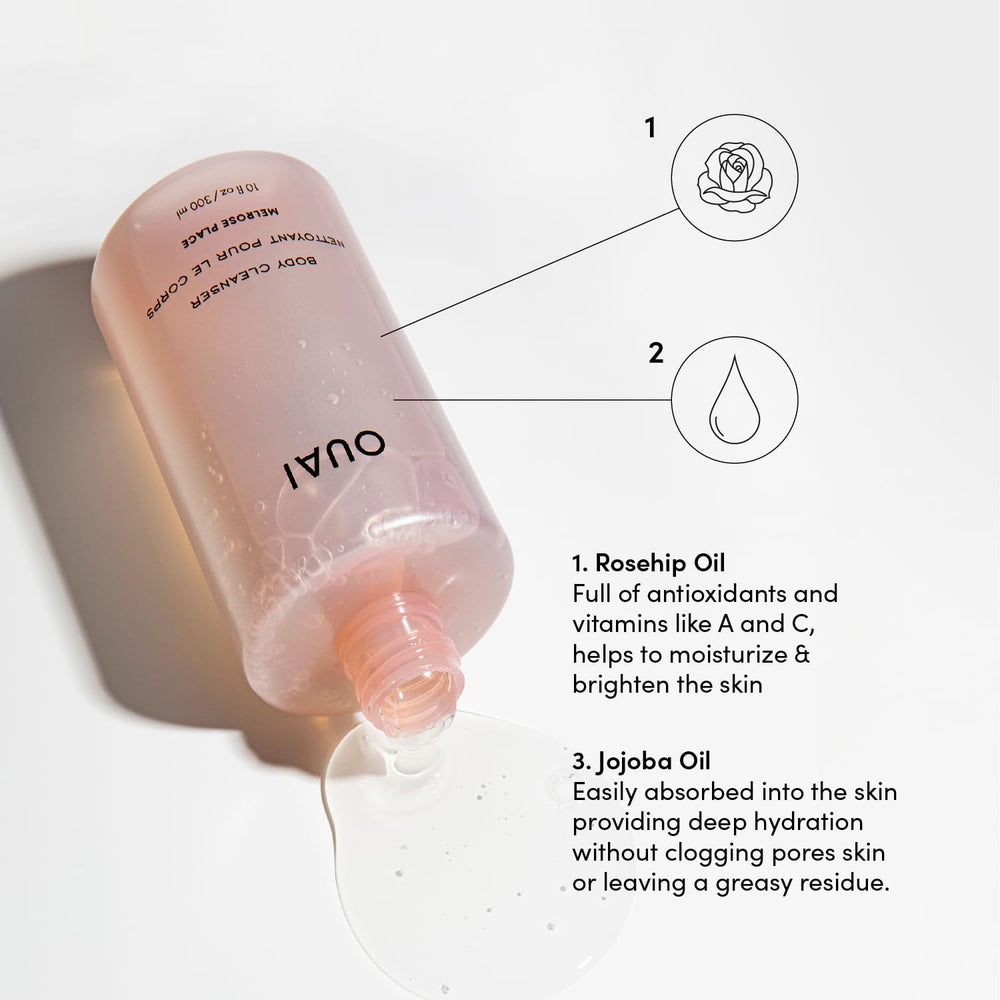 OUAI Huile de rose musquée et jojoba, bouteille qui nourrit sans alourdir.