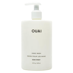 OUAI Jabon manos Dean Street con dispensador, limpieza suave y exfoliación ligera para la piel.