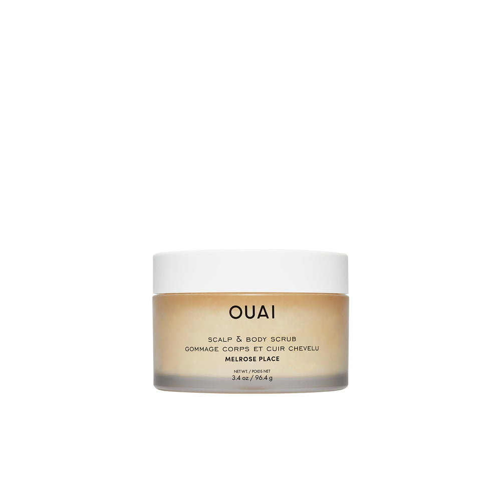 OUAI Melrose Place exfoliante para cabello y cuerpo, tamaño de viaje, limpia y renueva