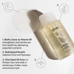 OUAI champú fino mostrando espuma para limpieza suave