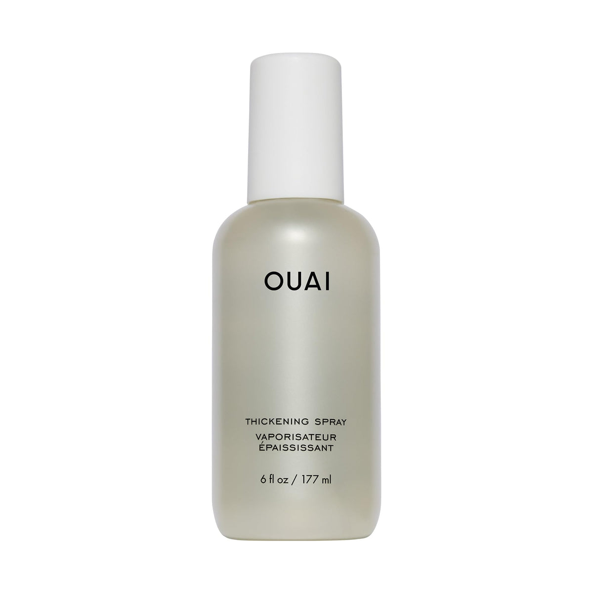 OUAI Thickening Spray en botella para cabello, grosor inmediato desde la raíz.