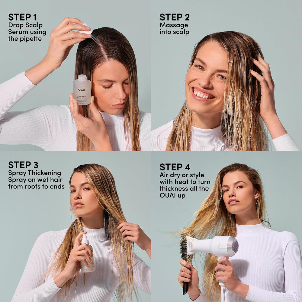 OUAI Spray para estilizado diario, cabello con cuerpo y manejo suave.