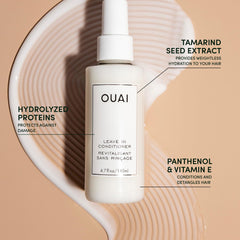 OUAI textura onda despeinada, botella, estilo casual