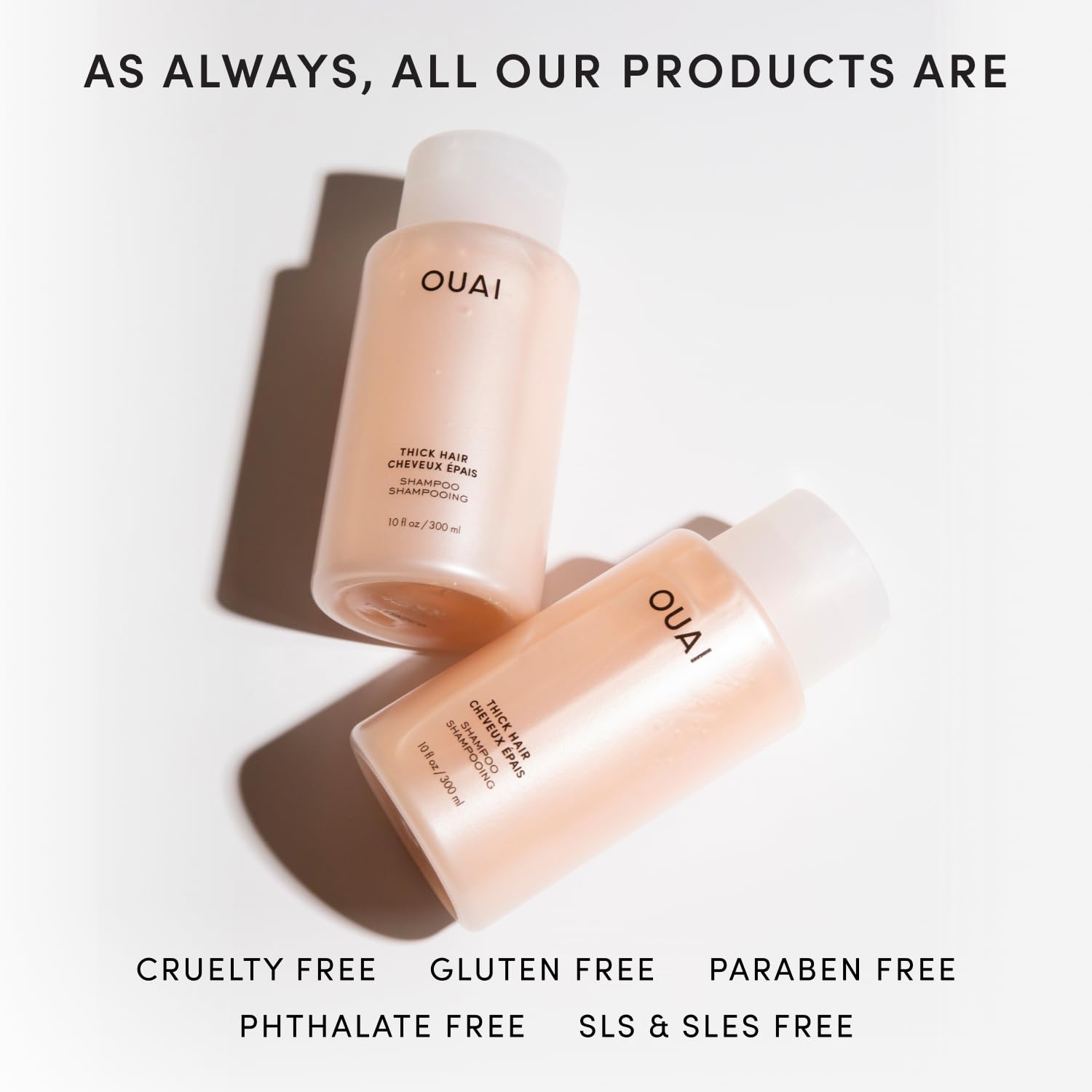 Shampooing OUAI: sans parabènes et sulfates pour une chevelure légère.