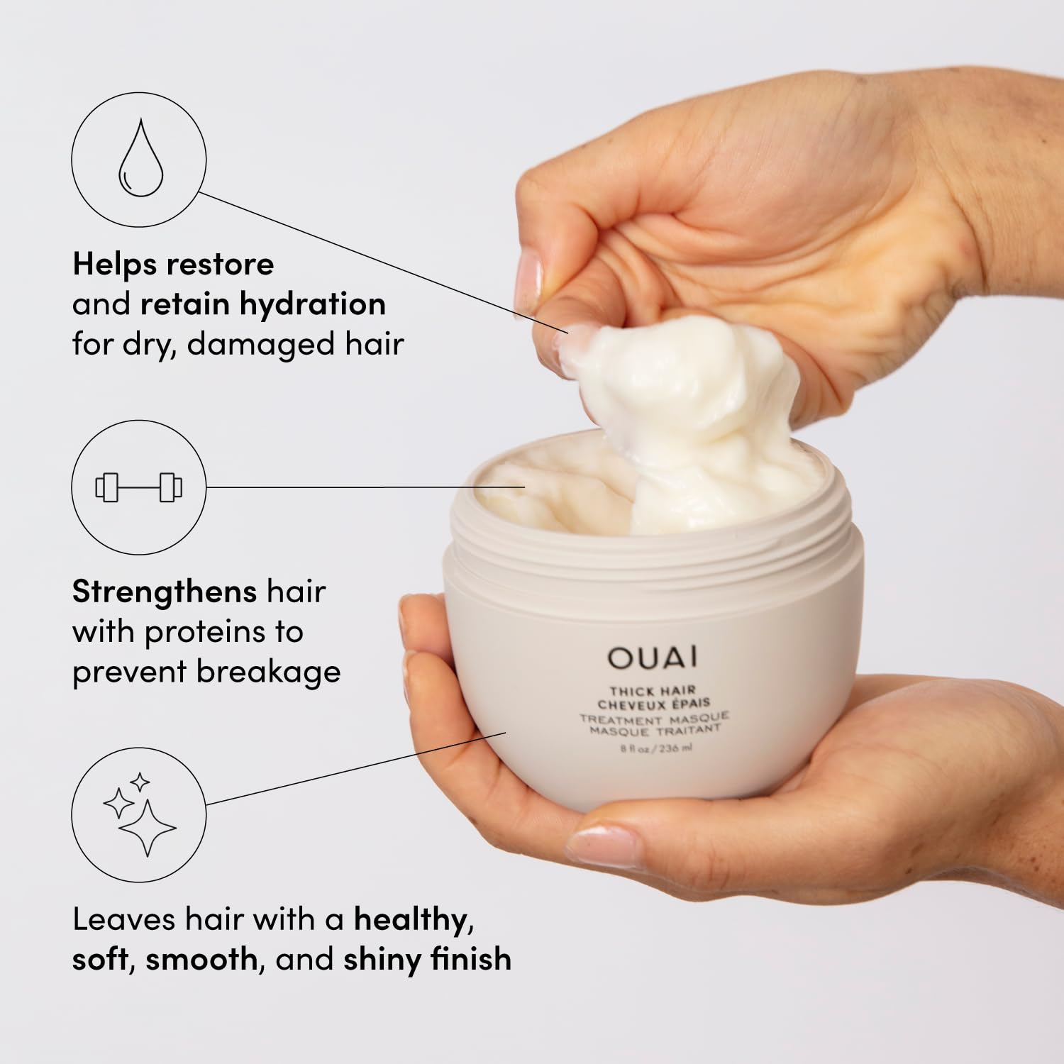 OUAI kit de viaje fragancia rosa que mejora la experiencia de cuidado.