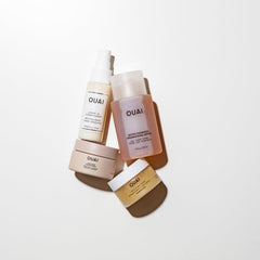 OUAI kit de viaje mascarilla reparadora para cabello sedoso y resistente.