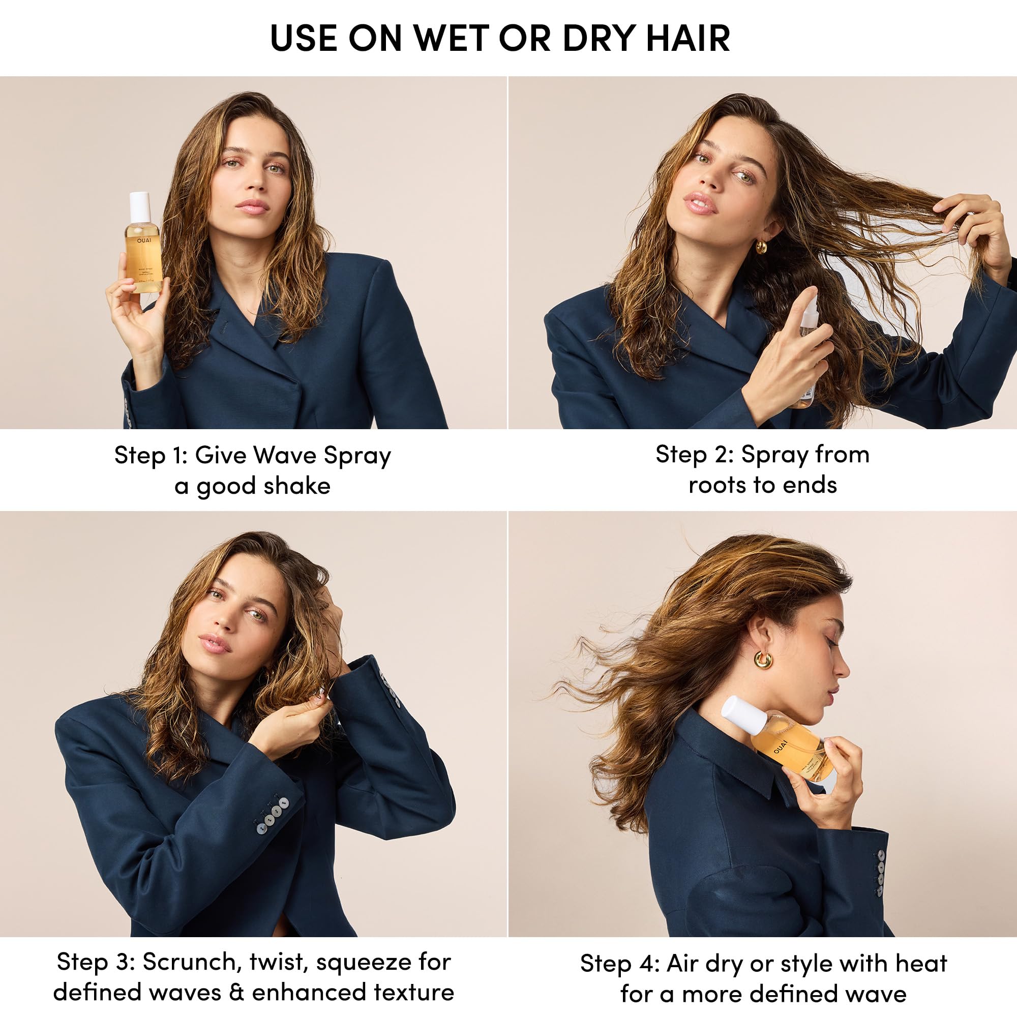 Cheveux colorés et traités kératine compatibles OUAI Wave Spray