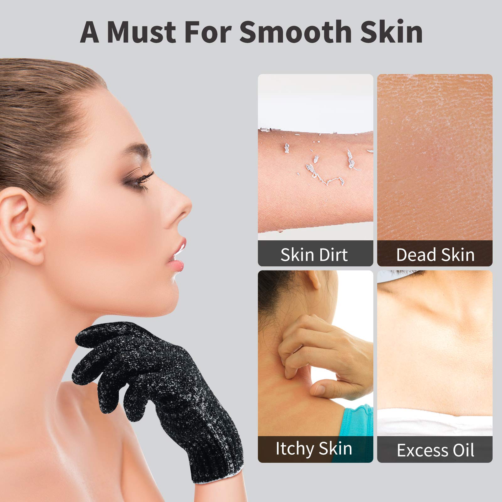 Guantes para masaje corporal Oueliche, exfoliantes, favorece spa en casa.